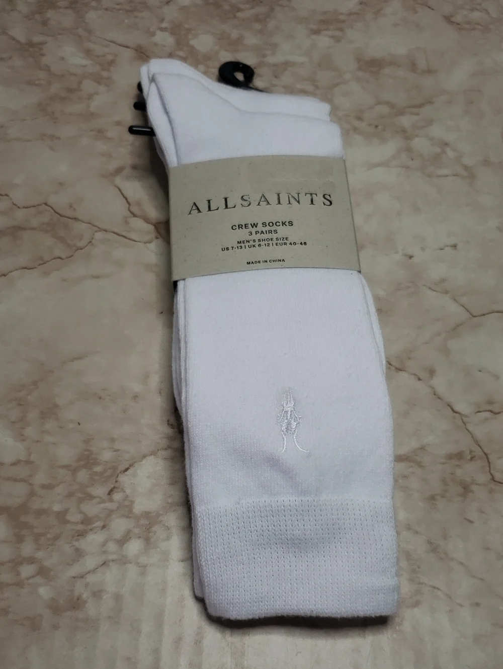 All Saints Men's White Crew Socks - 3 Pack